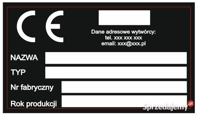 Naklejka tabliczka znamionowa 90 x 50 mm Kamionna