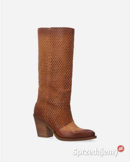 Kozaki skórzane damskie o fasonie kowbojek skóra Kozaki dolnośląskie Świdnica