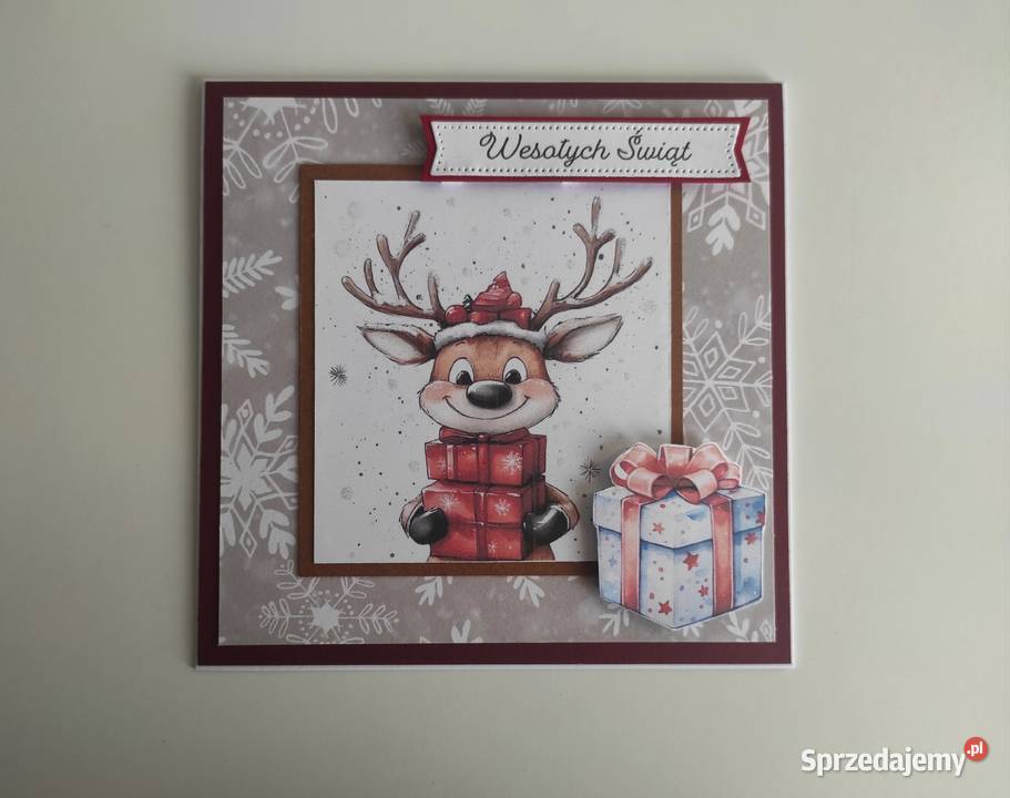 Kartka ręcznie robiona handmade świąteczna Boże Łódź