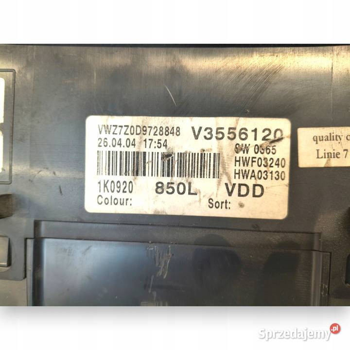 LICZNIK ZEGARY 1K0920850L VW Golf V 19 TDI Chełm