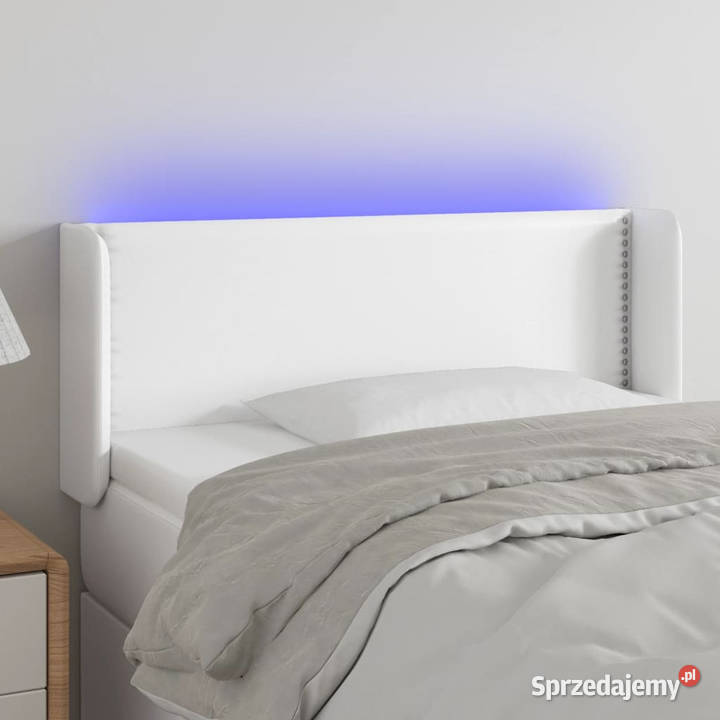 Zagłówek do łóżka z LED biały 103x16x7888 Ramy i stelaże Warszawa