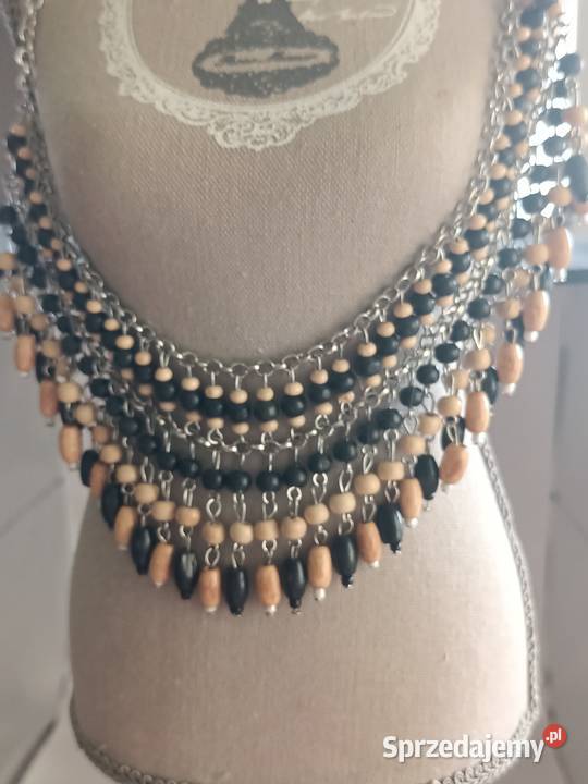 BIŻUTERIA NASZYJNIK korali etniczne brązowo