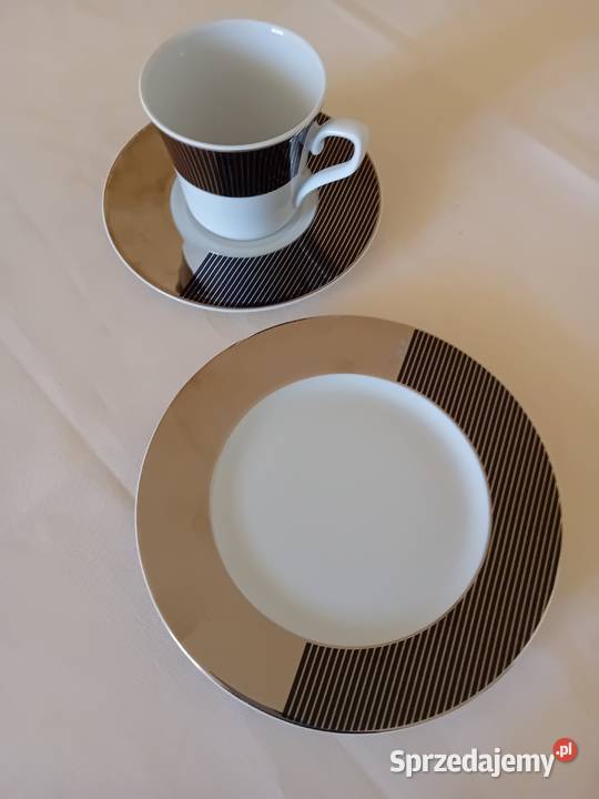 Komplet 6 filiżanek ze spodeczkami nowoczesny biały mazowieckie sprzedam