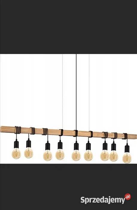 Lampa wisząca na belce vintage 9 punktowa