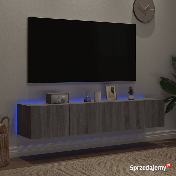 Ścienne szafki TV z LED 2 szary dąb sonoma Warszawa