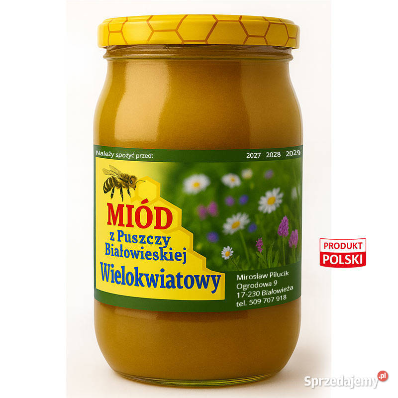 Miod wielokwiatowy naturalny z własnej pasieki Białowieża sprzedam