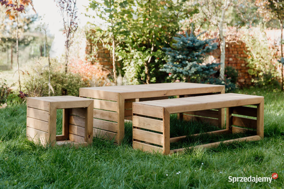 Meble ogrodowe drewniane tarasowe nieskładane drewno
