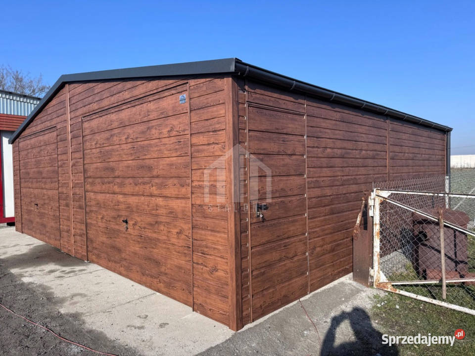 Garaż blaszany 8x6m 2x brama drzwi drewnopodobny sprzedam