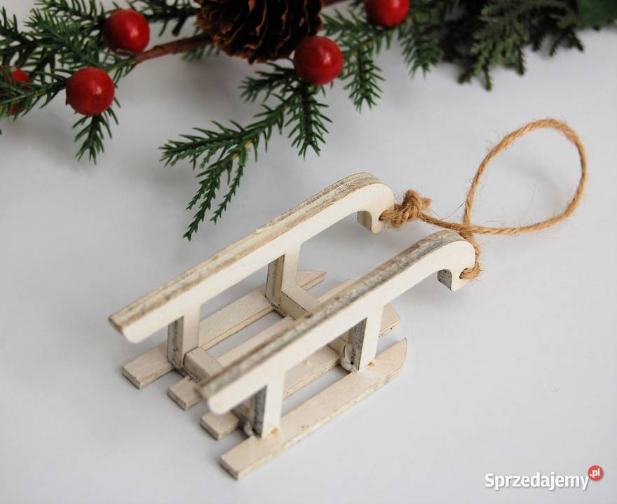 Sanki drewniana zawieszka ozdoba Finlandia