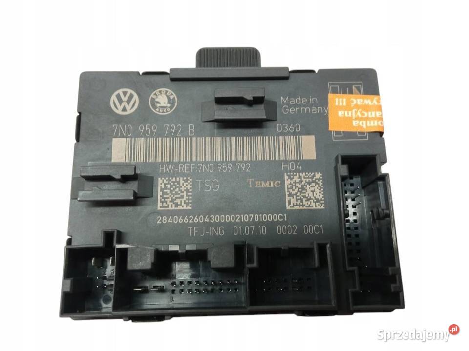 MODUŁ DRZWI PRWY PRZÓD 7N0959792B Volkswagen Rok produkcji 2010