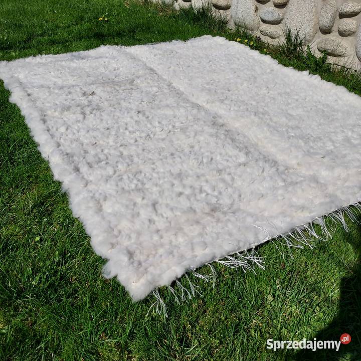 Skóra Owcza Narzuta Dywan Tkana Biała Skóry
