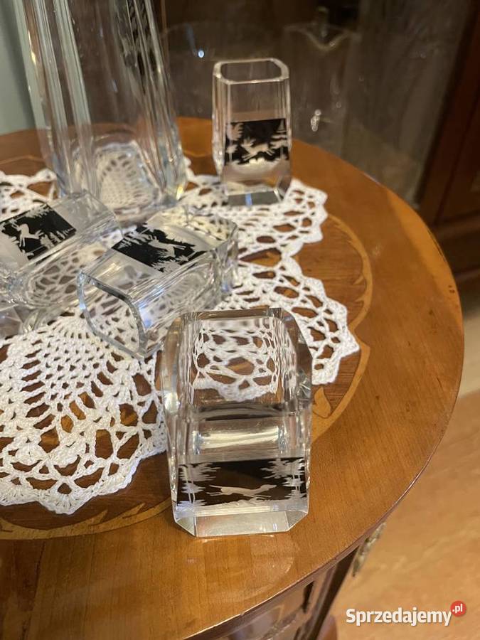 Karafka z kieliszkami z kryształu Jelenia Góra