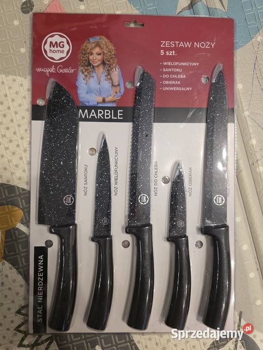 Noże kuchenne 5 sztuk MG Home Marble nowe Toszek