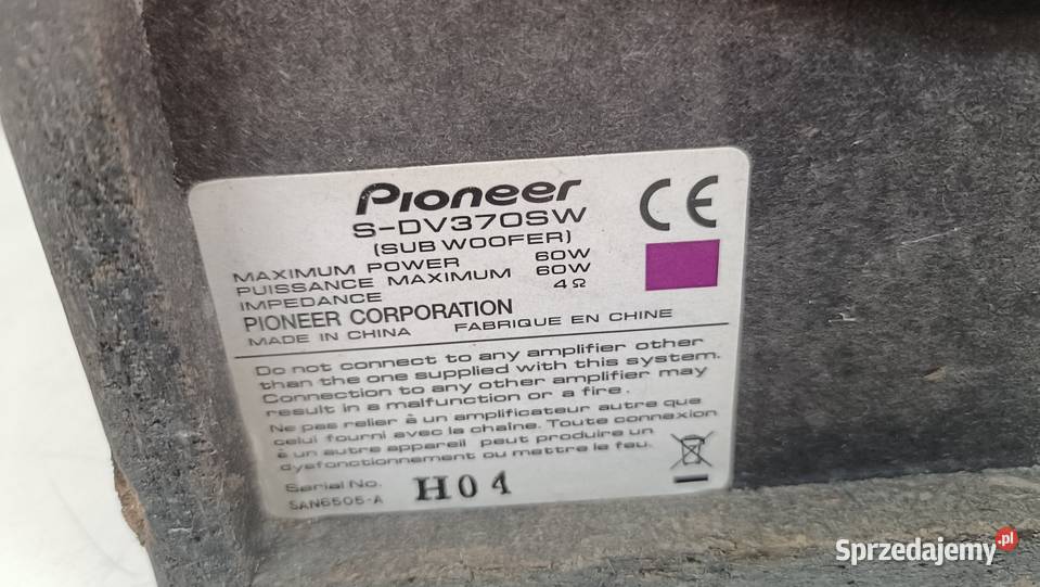 PIONEER SDV370SW Subwoofer Słuchawki i głośniki Poznań