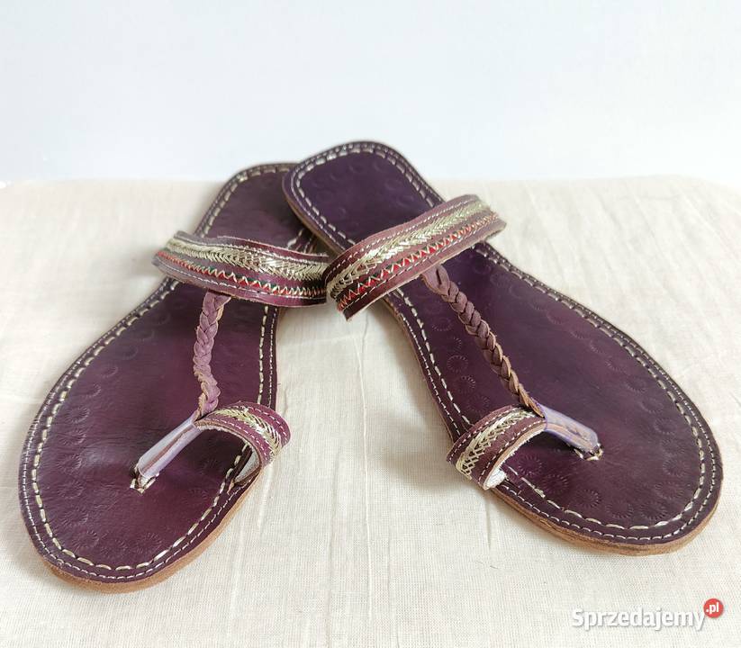 Skórzane japonki kohalpuri 39 brązowe orientalne Sandały i klapki Szczecin
