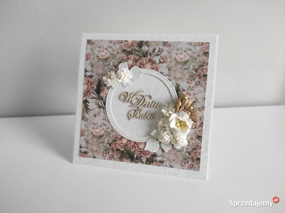 Kartka ręcznie robiona na Ślub w pudełku