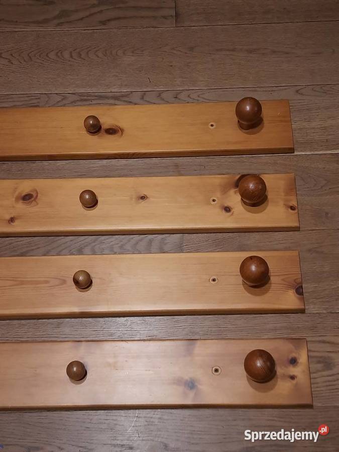 4 drewniane pionowe wieszaki drewno komplet warmińsko-mazurskie Morąg