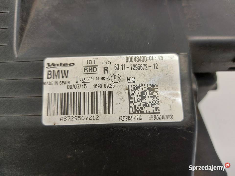 BMW i3 i01 REX Lampa przód prawa UK RHD 7295672 sprzedam