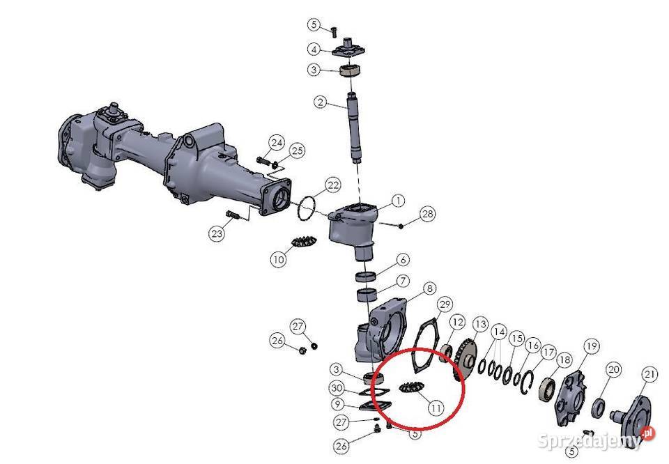 Zębatka zwolnicy przedniego napędu 15T zębów do Tajęcina