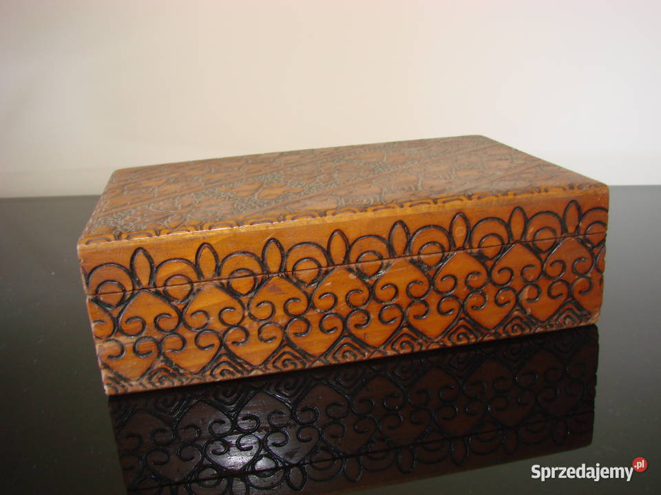 drewniana pudełko PRL Pruszcz Gdański