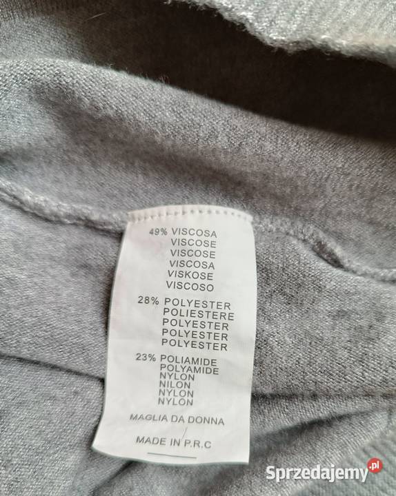 Sweter szary z ozdobnymi perełkami wiskoza Swetry i golfy śląskie Cieszyn