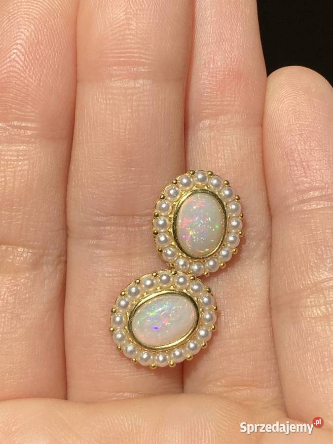Kolczyki z opalami i perłami