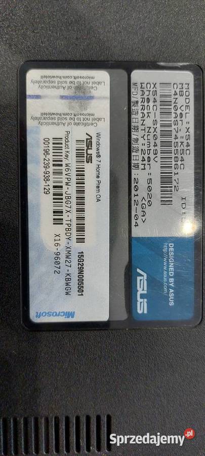 Laptop ASUS X54C K54C śląskie Porąbka sprzedam