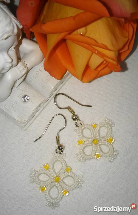 Kolczyki Frywolitkowe Wiśniowa sprzedam