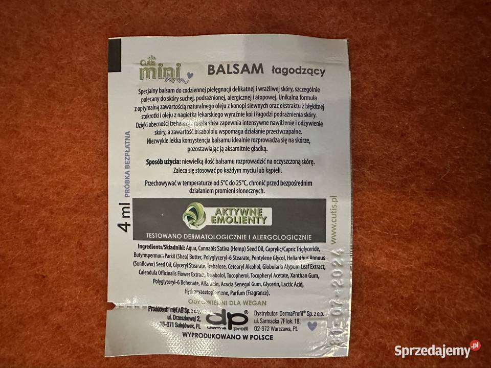 Cutis mini derm balsam emulsja w saszetkach Unisex Zabrze