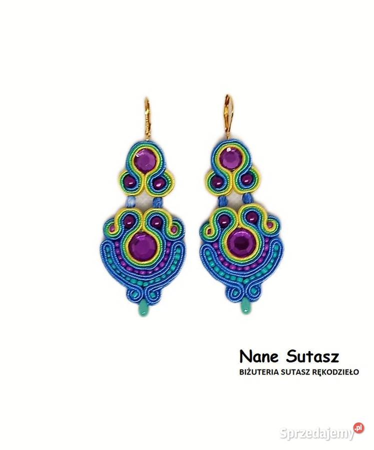 Kolczyki Sutasz rękodzieło Nane Sutasz Lubań
