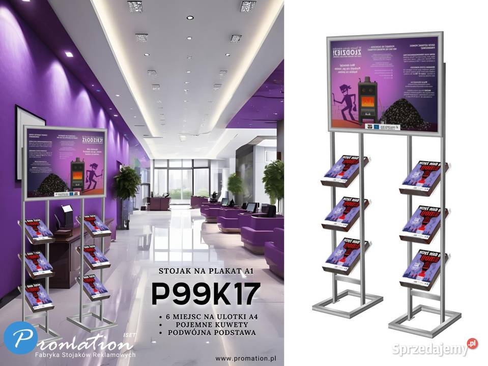 Stojak ekspozycyjny na ulotki i plakat 6 miejsc mazowieckie Warszawa