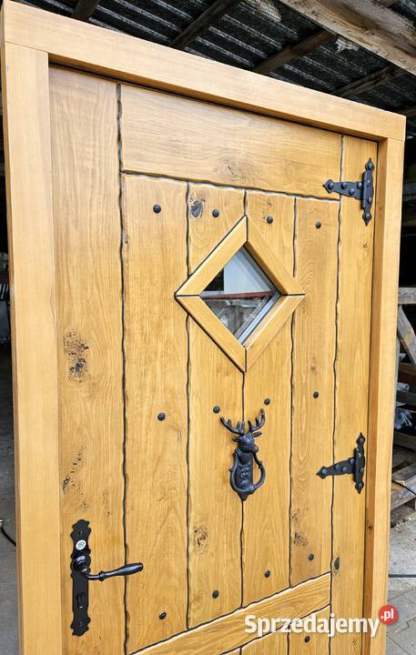 Drzwi DŁUGOSZ drewniane zewnętrzne wiejskie Drzwi zewnętrzne śląskie sprzedam