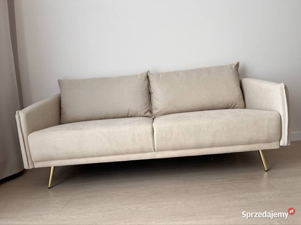Sofa 3 osobowa MAURA Welur Beżowy Beliani pomorskie Gdańsk