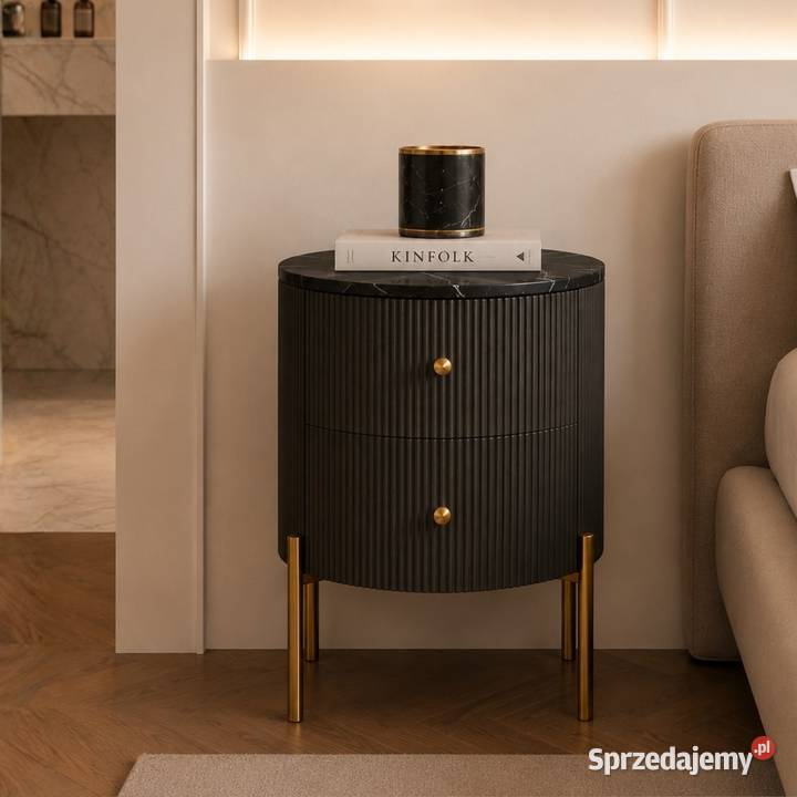 Stolik nocny glamour Omega z czarnym marmurem 60 Golkowice sprzedam