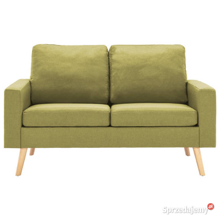 2osobowa sofa zielona tapicerowana tkaniną