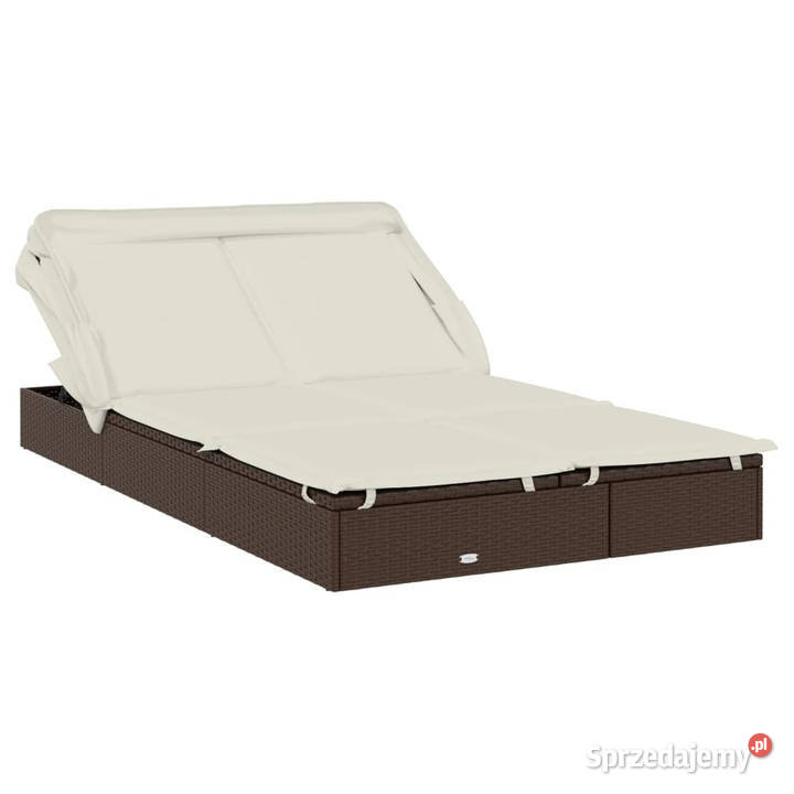 Leżak 2os składany dach brązowy 213x118x97