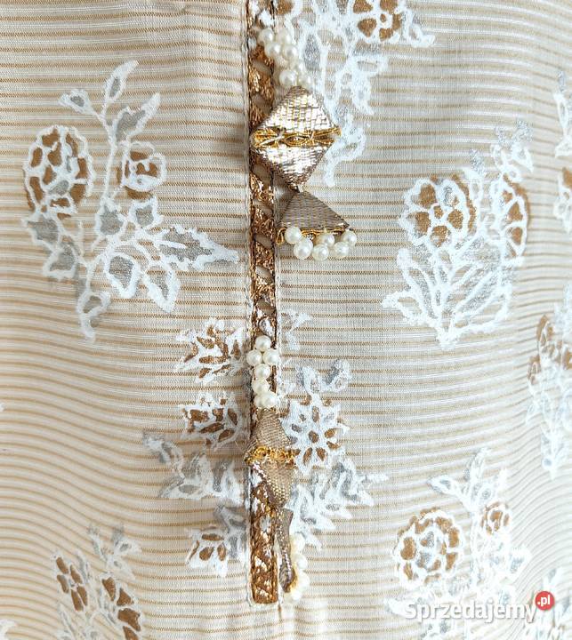 Indyjski komplet L 40 beżowy złoty malowany żółty/złoty Szczecin