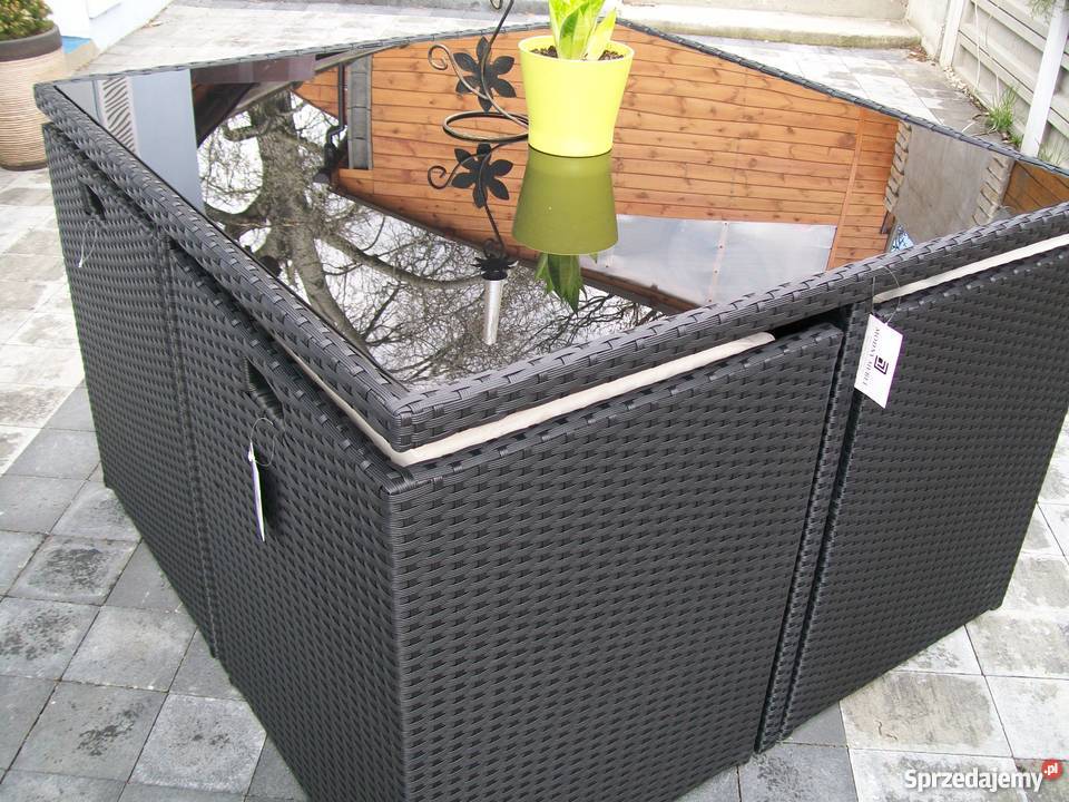 meble ogrodowe kubełek technorattan szary rattan Bosutów sprzedam