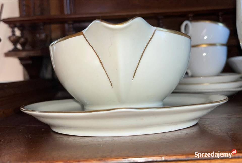 Sosjerka Pirken Hammer Ecru ze złotem Porcelana i szkło pomorskie Gdańsk