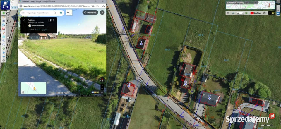 Działka 1623 m Letniki WZ media asfalt sklep i