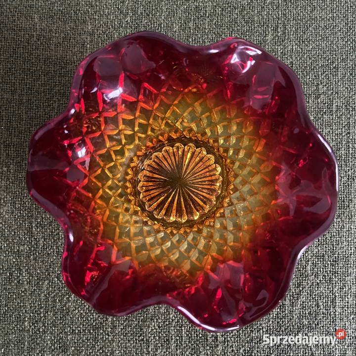 Patera czerwono pomarańczowe szkło Porcelana i szkło Nowy Sącz