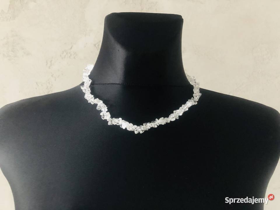 NOWE Korale koraliki kamienie białe srebrne Łódź