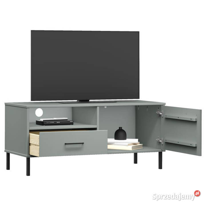 Szafka pod TV OSLO metalowe nóżki szara sosnowa Warszawa