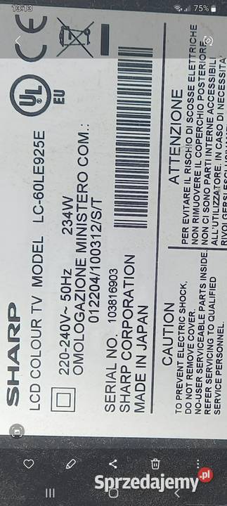 Telewizor Sharp LE 60 LE 925E 60cale Kórnik