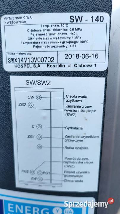 Bojler Terma Kospel 140l SW140 Golina