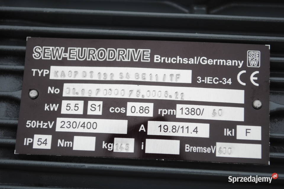 Motoreduktor kątowy 55kw 40obr z hamulcem FIRMY Kargowa