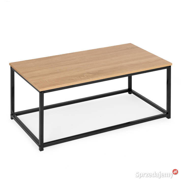 Stół kawowy ława duży brązowy blat metalowy