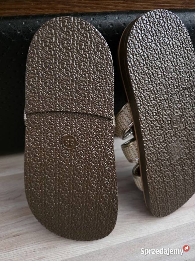 Ztote Plecione Klapki w Stylu Gladiatorek 38