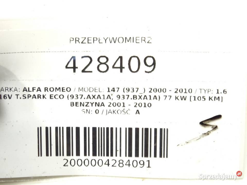 PRZEPŁYWOMIERZ ALFA 147 0281002309 16 105 0010