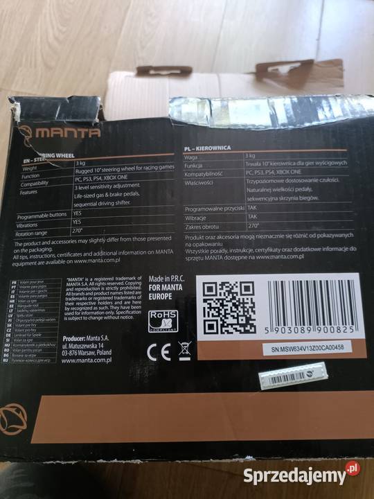 MANTA MSW634 kierownica 3 gry symulator XBOX Legionowo sprzedam